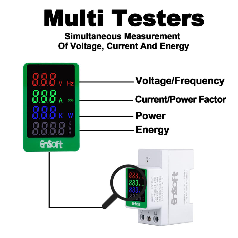 [Australia - AusPower] - AC Digital Energy Meter,AC 80-270V 100A Ampermeter Voltmeter Ammeter Voltage Tester Amps Watt Kwh Frequency Power Factor Meter Multimeter (Built-in CT) 6 in 1 