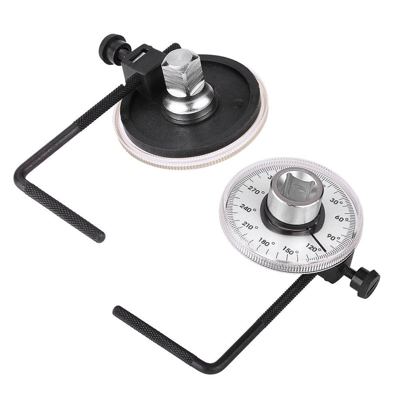 Keenso Car Rotary Protractor, 2 Pieces 1/2 Inch 360 Degree Angle Torque Angle Gauge with Adjustable Arm for 1/2 Inch Dr. Tools Ratchet/Torsion Wrench/Power Bar