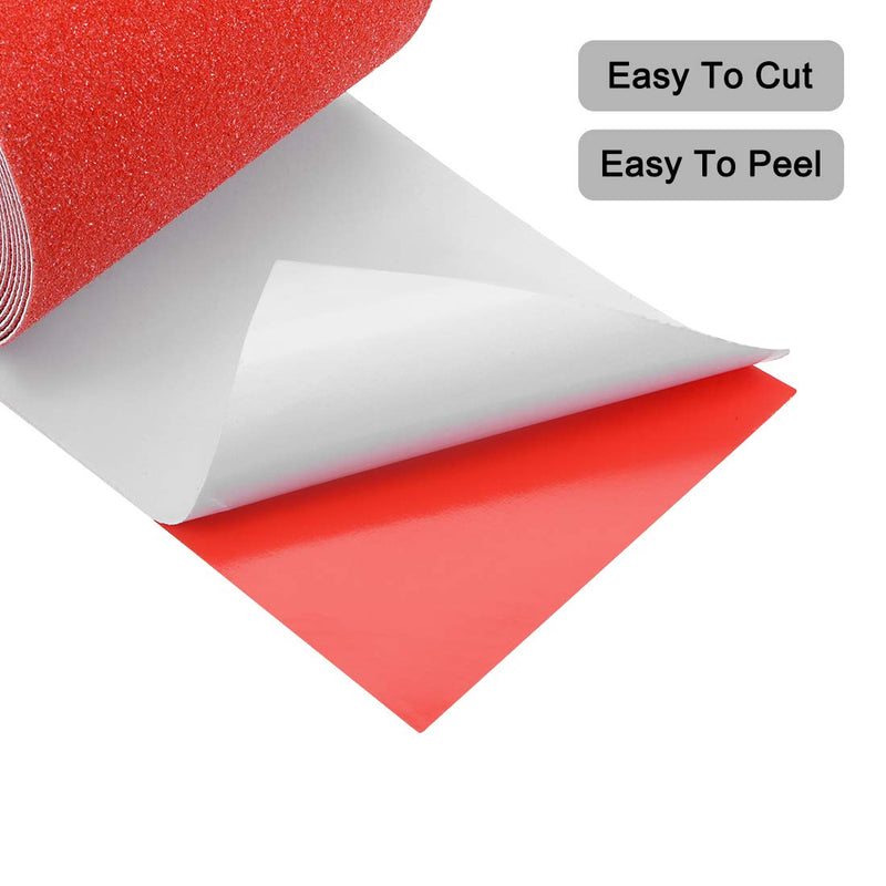 uxcell Anti Slip Traction Grip Tape, 80 Grit Frosted Surface PVC Warning Tape Waterproof for Steps, 16 Ft x 4 Inch(LxW) Red