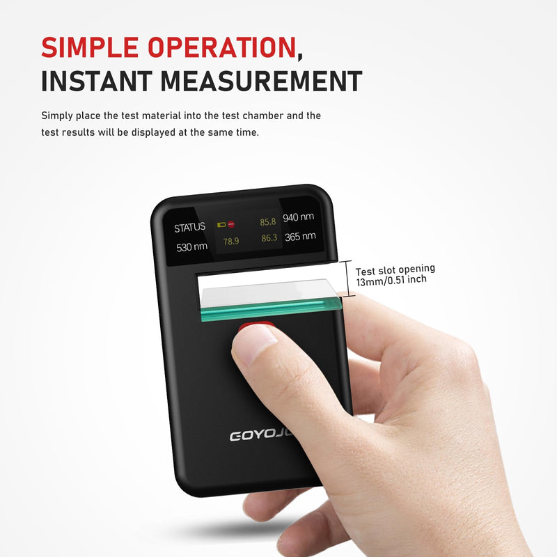 [Australia - AusPower] - Tint Meter Inspector for Car Window, Portable Solar Tester Meter IR940nm/UV365nm/VLT530nm, with Data Locking and USB Charging Test Accuracy¡À2%,for Solar Film,Agricultural 