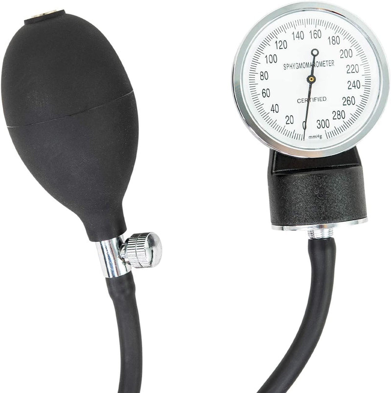 [Australia - AusPower] - LINE2design Adult Blood Pressure Cuff - School Safety Deluxe Aneroid Sphygmomanometer with Cuff and Carrying Case Trauma Kits Black 