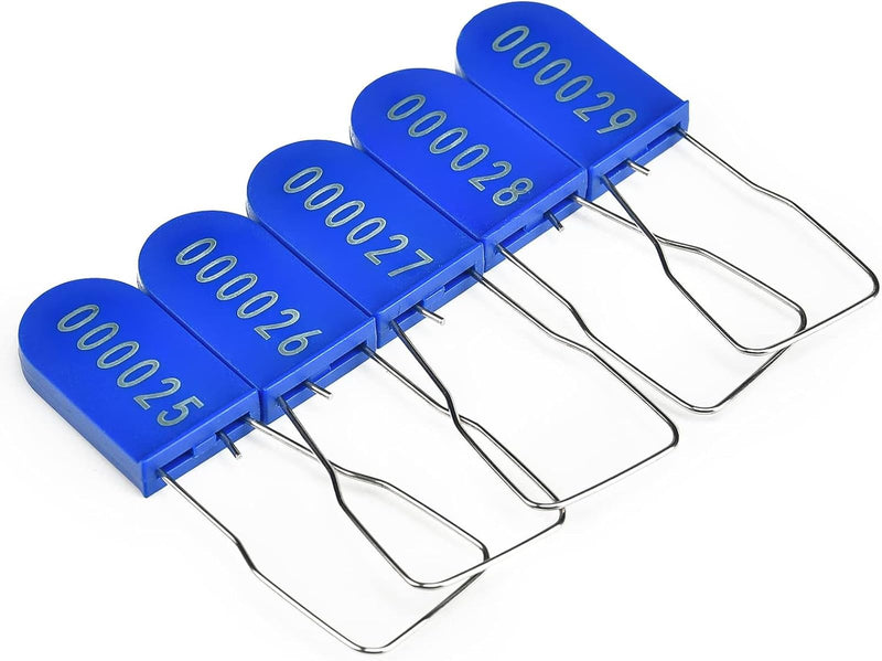 [Australia - AusPower] - 20pcs Security Metal Wire Padlocks, Plastic Security Seals Disposable Anti-Tamper Tag Locks with Numbered Anti Tamper Tag Hasps (Blue, 20pcs) Blue 