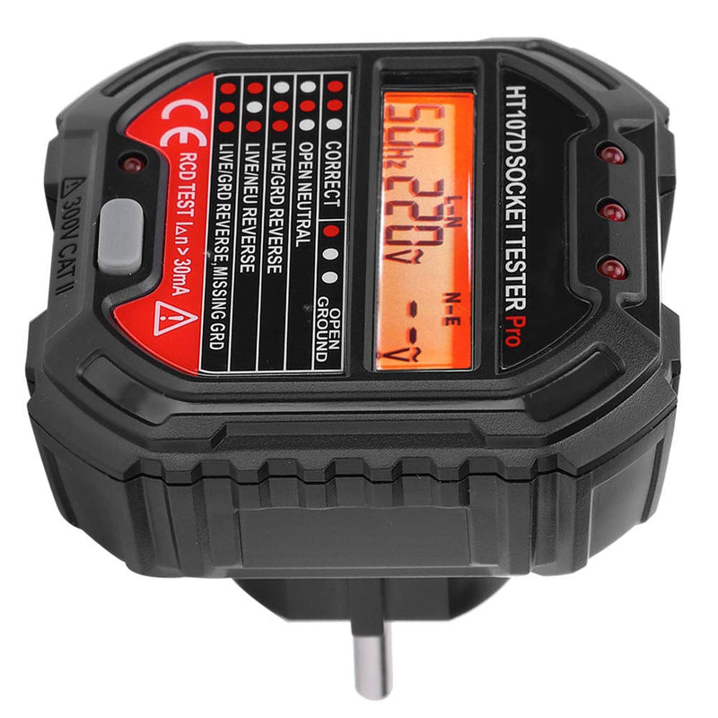 [Australia - AusPower] - HT107D Socket Tester LCD Digital Display 90-250V Automatic Mains Analysis for Household Electrical Installation Workshop Testing 