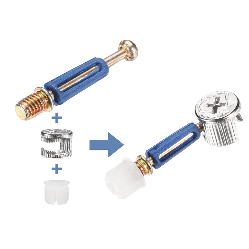 [Australia - AusPower] - uxcell 45 Sets Cam Locks for Furniture, 40mm Cam Lock Nut and Screw, 3 in 1 Furniture Connecting Fasteners with Dowel Eccentric Wheels Pre-Inserted Nuts for Cabinet Bookcase, Blue 