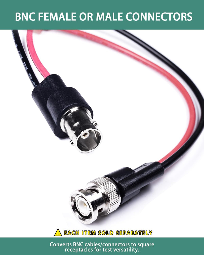 [Australia - AusPower] - BNC Test Leads, BNC to Square Pin Receptacles, Test Lead Breakout Cable for Multimeter, 5A Current Rating, 1 Pack Male Plug 
