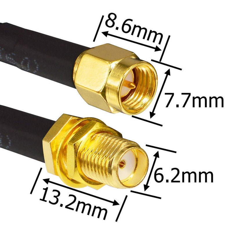 [Australia - AusPower] - onelinkmore 6.5ft Low-Loss Antenna Extension Cable RG58 (50 Ohm) SMA Male to SMA Female Connector Ultra Low Loss Antenna Cable for 3G/4G/5G/LTE/ADS-B/GPS/WiFi (Not for TV,It's SMA Adapter) 