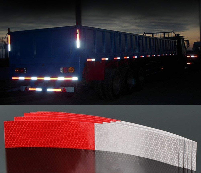 ANKIA Red White Micro Prismatic Sheeting Reflective Tape 2" X 12' Waterproof Reflector Tape Self-Adhesive Reflector Tape Conspicuity Safety Warning Sticker for Truck Trailer Pickup Mailbox (20 Pcs) 20 Pcs