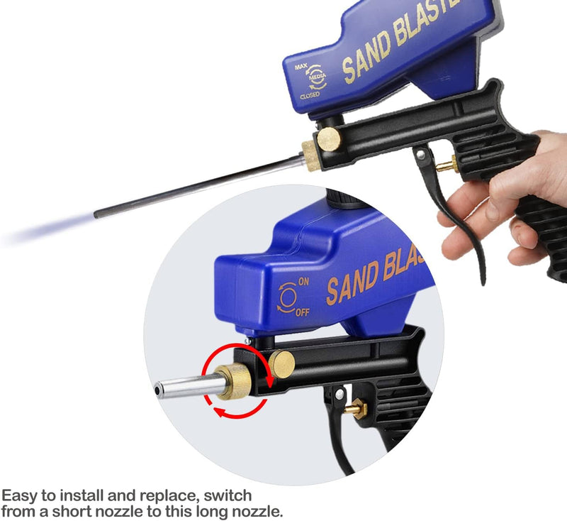 [Australia - AusPower] - Le Lematec Sand Blaster Long Nozzle Attachment, Sandblasting Nozzle Tip Adapter for Sandblaster for Air Compressor, Soda and Walnut Blaster, Abrasive Media Blasting Wand Accessory for Spot Blasting 