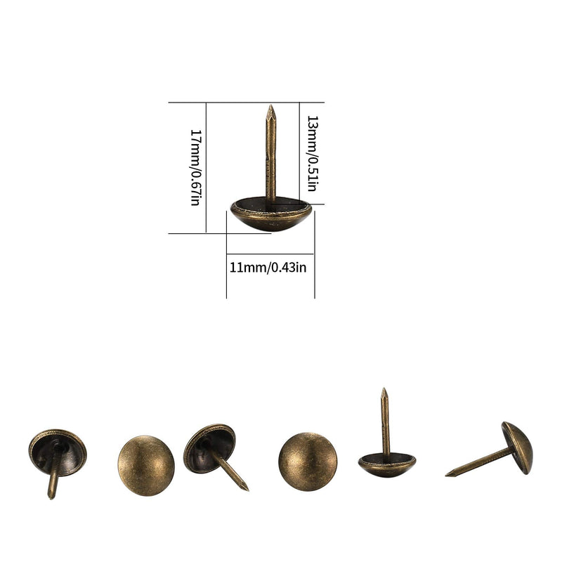 [Australia - AusPower] - 320 Pcs Upholstery Tacks for Furniture Tacks, Upholstery Nails Decorative Tacks for Wall Upholstery Pins, Antique Brass Tacks Pins-11x17 mm 