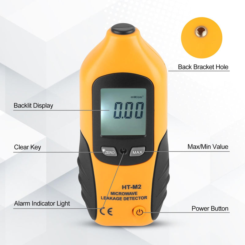 Microwave Detector, Digital LCD Display Microwave Leak Detector, Built in Alarm Function, HT-M2 EMF Meter for Home Microwave Oven Testing （Battery Not Included