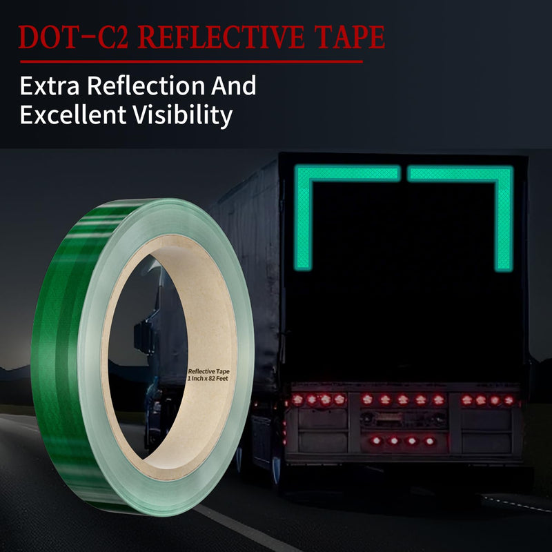 Green Reflective Tape, 1 Inch x 82 Feet - High Intensity - Safety Tape Waterproof Conspicuity for Trailer Reflector Trucks Bikes Baby Strollers Helmets Green