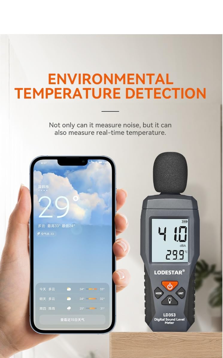 [Australia - AusPower] - Decibel Meter, LD353 Digital Sound Level Meter with Backlit LCD Screen Auto Power off, 30-130dB Portable Audio Noise Volume Measure Device Sound Meter, Max/Min, Data Hold, Use for Home, Office, School 