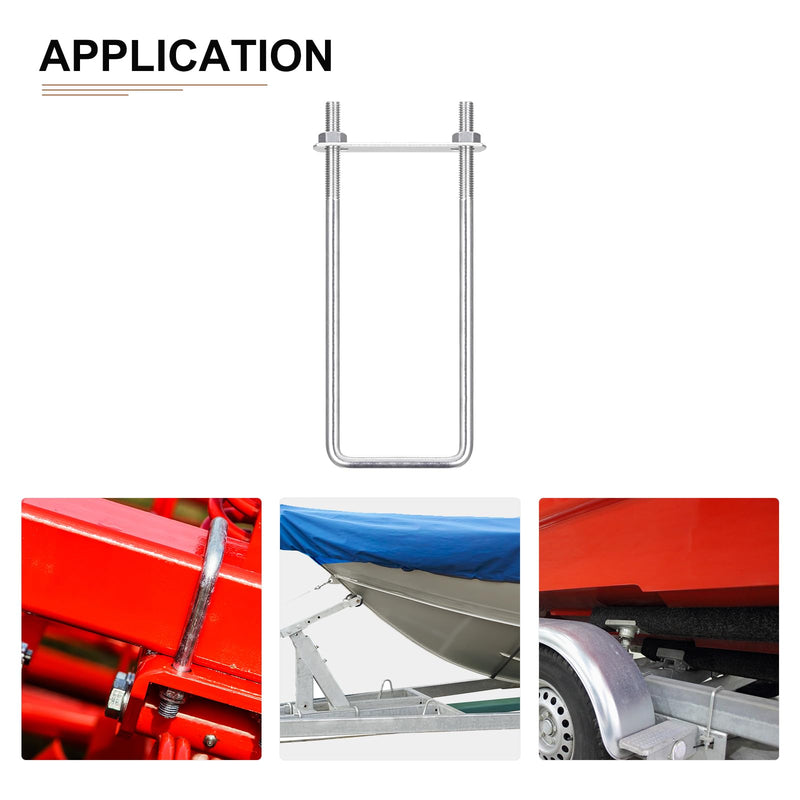 [Australia - AusPower] - M8x60x200mm(ThreadxWxL) Square U Bolt - 1Pack - Good for Trailer Pipe Replacement Parts - 304 Stainless Steel U Shape Bolts M8x60x200mm 