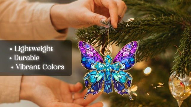 Butterfly Religious Ornament – Beautiful Butterfly Hanging Decoration, Christian Christmas Ornament, Religious Gift, Handmade Keepsake 2025, Gift for Nature Lovers, Women, Spiritual Decor 04 - Butterfly