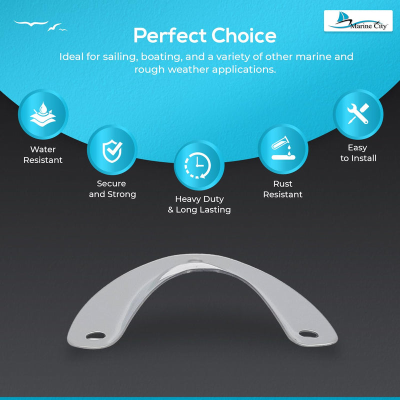 MARINE CITY Boat Stainless Steel Strong Fine Polished Smooth Finish Midget Clam Shell Vent Wire Cable Cover Hose for Rowing Marine Yachts Surfing Water 2-1/8" ×2-1/4" × 3/4" 5