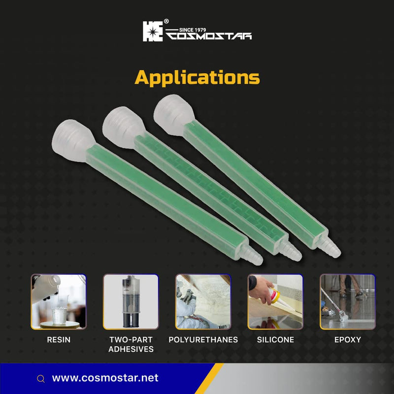 [Australia - AusPower] - COSMOSTAR CosmoMix Square Static Mixer Nozzle Tube Tip, Epoxy Resin Adhesive Mixing Nozzle Tip, Static Mixer Plastic Resin Mixing for AB Glue Acrylic Adhensive (RST08-24S -10 pcs) RST08-24S 