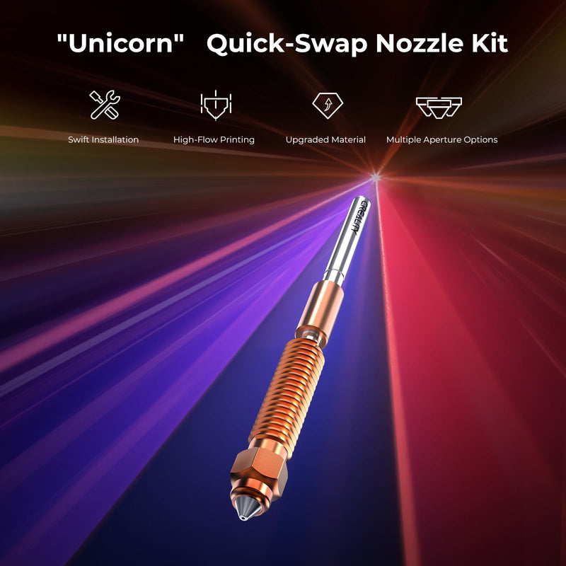 Creality K1C 3D Printer Nozzle Kit, Unicorn Quick-Swap Nozzle Kit 0.4mm 0.6mm 0.8mm, Steel-Tipped Copper Nozzle and Titanium Alloy Heatbreak, High Flow Nozzle Kit for K1 SE/K1C/Ender-3 V3 Plus 4PCS-Upgrade-0.4 0.6 0.8
