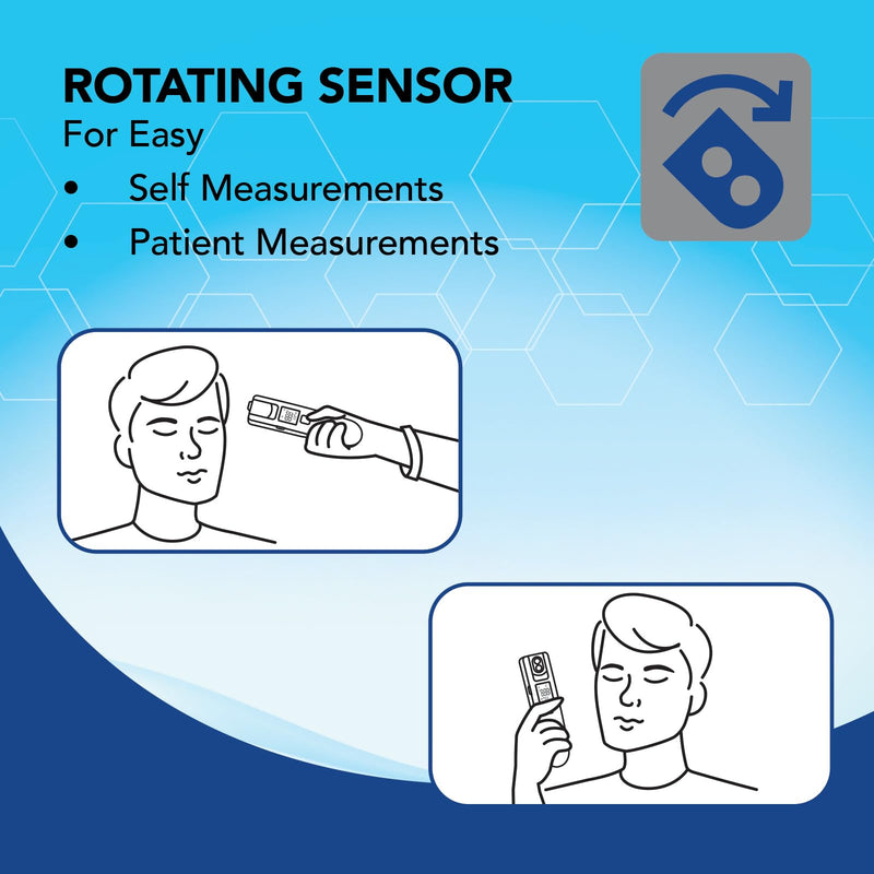 [Australia - AusPower] - Zewa 4-Way Rotating Infrared Thermometer | Forehead Non-Touch Technology | Fast 1-Second Reading | Distance Detection | LCD 3-Color Display | Memory Recall | Measures Person & Objects 