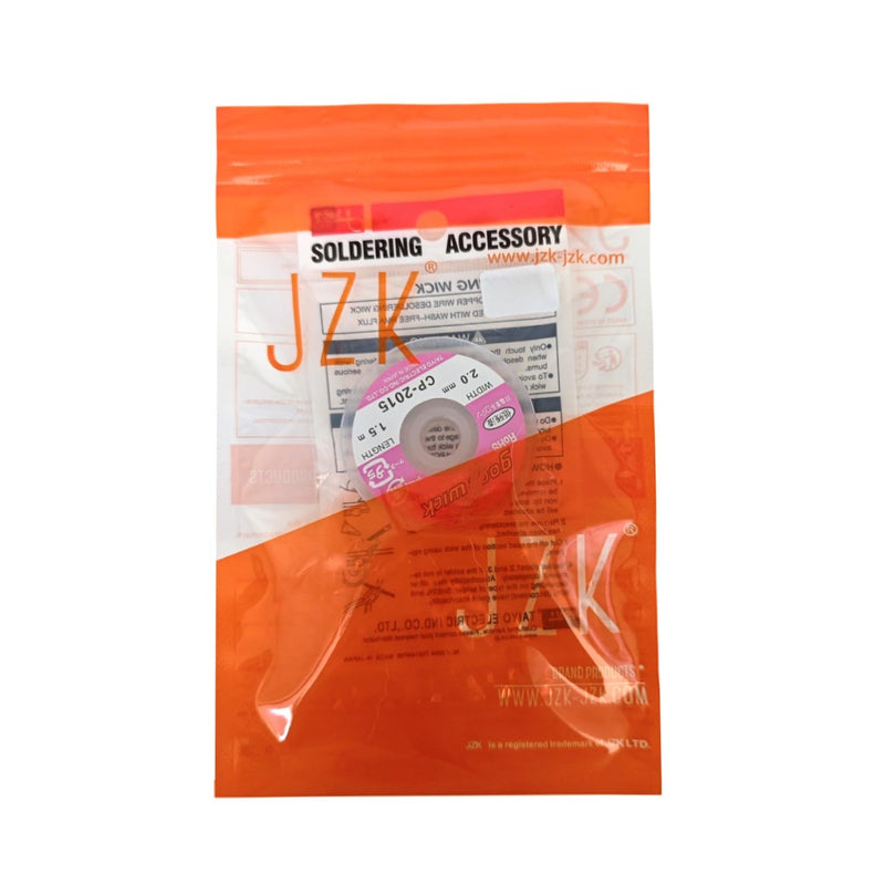 JZK Pure Copper Desoldering Braid 2mm x 1.5m Fine Woven Soldering Sponge for Clean PCB Repair and Electronics Maintenance