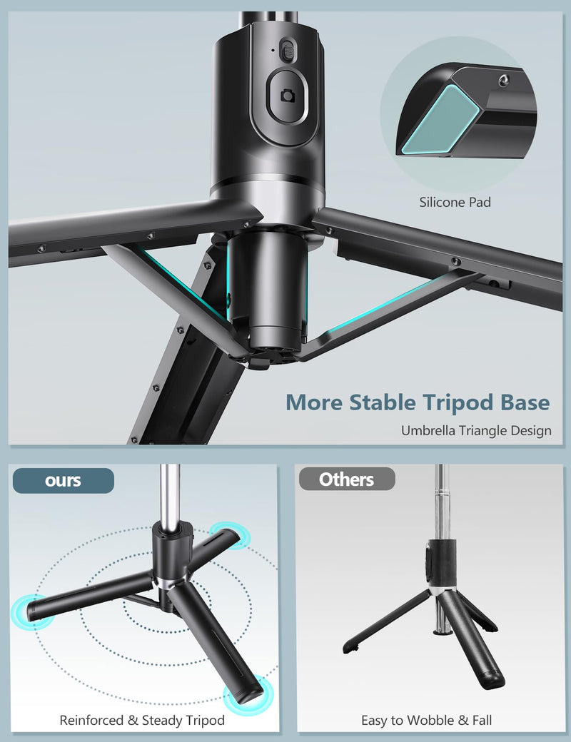 [Australia - AusPower] - Selfie Stick Tripod with Light, 45'' Selfie Stick with Wireless Remote, Portable Phone Tripod Compatible with iPhone 15 Pro Max/15/14 Pro/14/13, Samsung S22/ S23 Ultra/Android Smartphone Black 