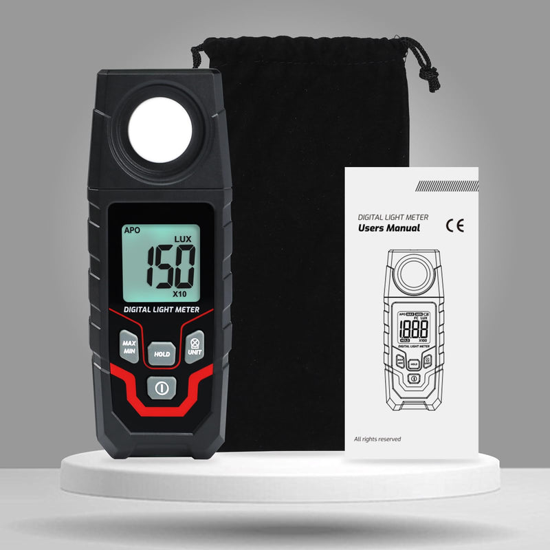 [Australia - AusPower] - Light Meter Illuminance LuxMeter Handheld Photometer LUX/FC Switchable Units 0.1 to 200,000 LUX and 0.01 to 20,000 FC with LCD Backlight for Indoor Outdoor Film Photography lumens 