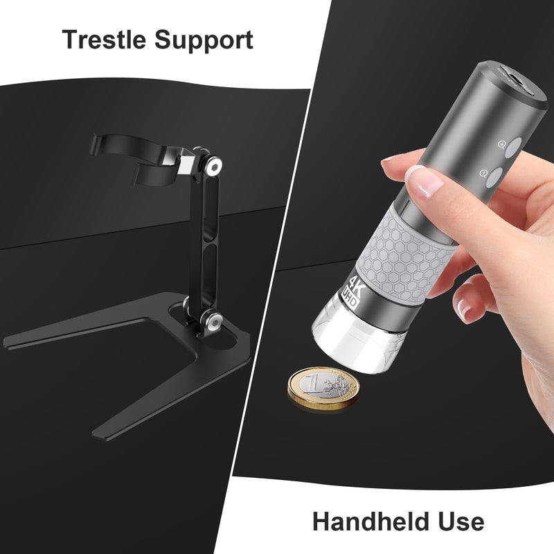 [Australia - AusPower] - Wireless Digital Microscope 4K HD Wi-Fi Microscope Camera Digital Magnifier Compatible for iPhone, Android Phones and PC (Black) Black 