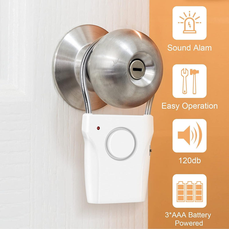 [Australia - AusPower] - Door Handle Alarm with Vibration Triggered 120dB Alarm Audible up to 550FT Away Hangs on Door Knob or Handle for Travelling, Hotel, Apartment, Home Security(Pack of 2) 