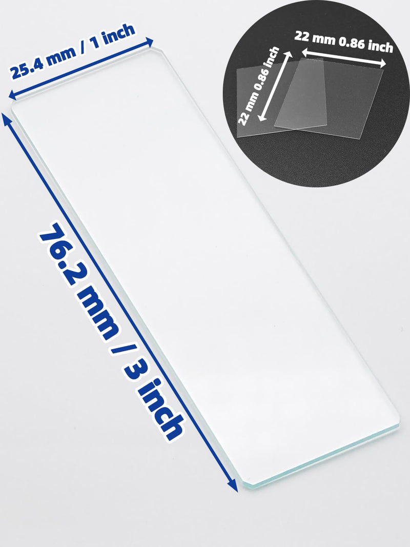 [Australia - AusPower] - Blank Glass Microscope Slides and Covers - Ground Edges & 45° Clipped Corners, High-Clarity, Pre-Cleaned, 50 Slides & 100 Coverslips, Microscope Accessories for Experiments & Analyses 