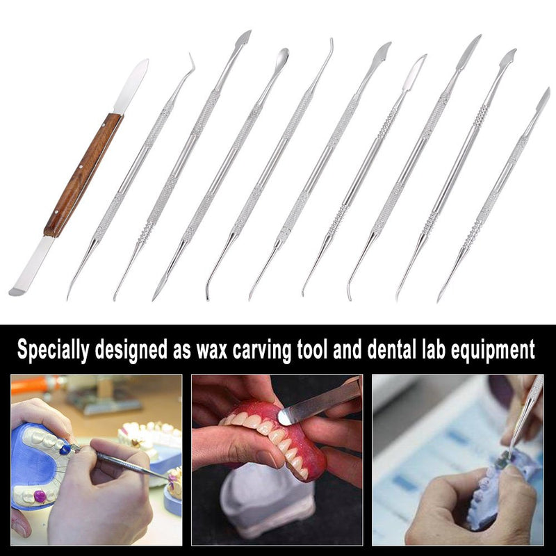 [Australia - AusPower] - Angzhili Stainless Steel Dental Wax Carver Tools,10 Pcs Plaster Carving Knife,Wax Carving Kit for Wax Shaping,Dental Lab Tool,Dentist Sculpture Instruments Kit with Case 