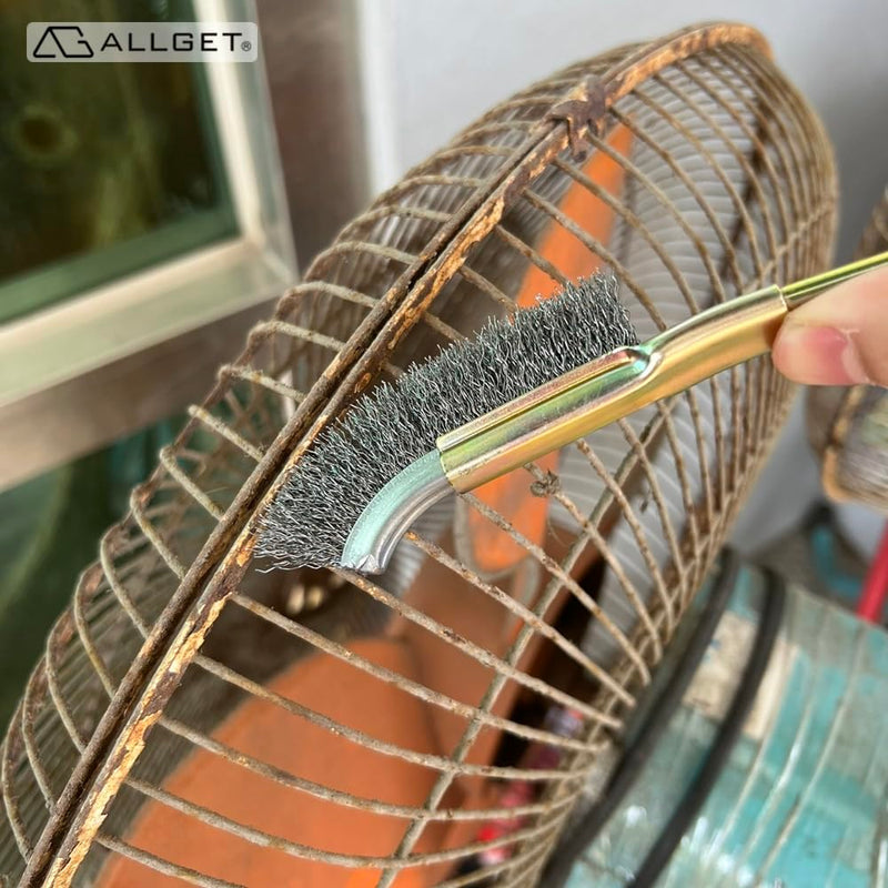 [Australia - AusPower] - J-Type Steel Wire Brush, 4pcs, high Hardness Carbon Steel bristles, Strong Scraping Power, Suitable for Heavy-Duty Cleaning Such as Rust Removal, polishing, and Welding slag Removal Carbon Steel bristle 