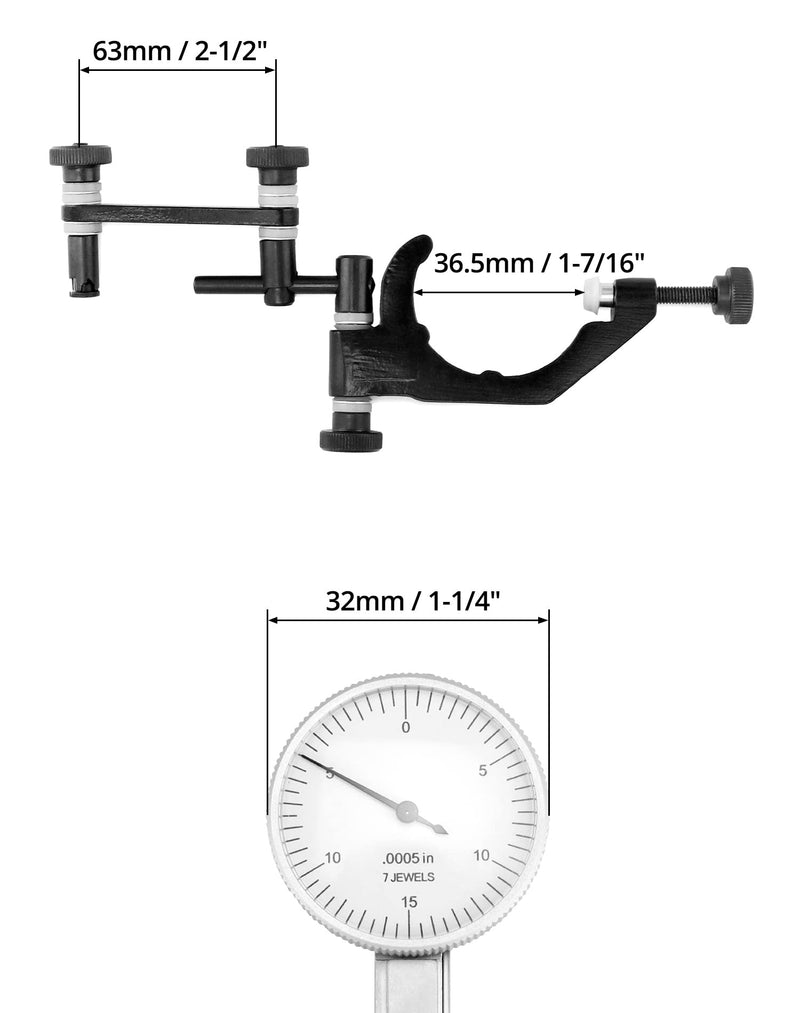 [Australia - AusPower] - QWORK Test Dial Indicator, 0.03'' x 0.0005'' Resolution with Indicator Holder, Case Included 