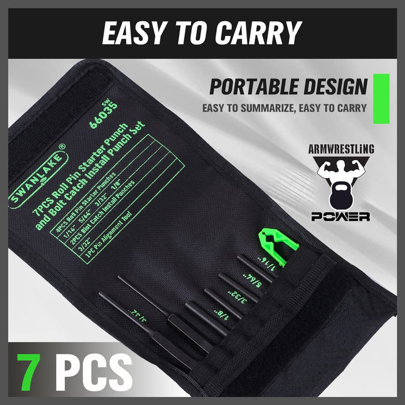 [Australia - AusPower] - SWANLAKE 7PCS Roll Pin Starter Punch and Bolt Catch Install Punch Set, 1/16", 5/64", 3/32", 1/8" 