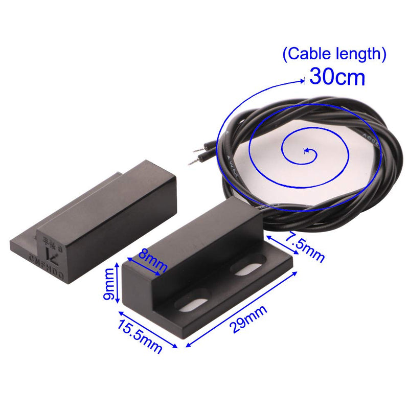 [Australia - AusPower] - 5pcs Recessed Wired Security Window Gate Contact Sensor Alarm Magnetic Reed Switch Black, Magnetic Door Sensor, Normally Closed Magnetic Switch Black-NC 