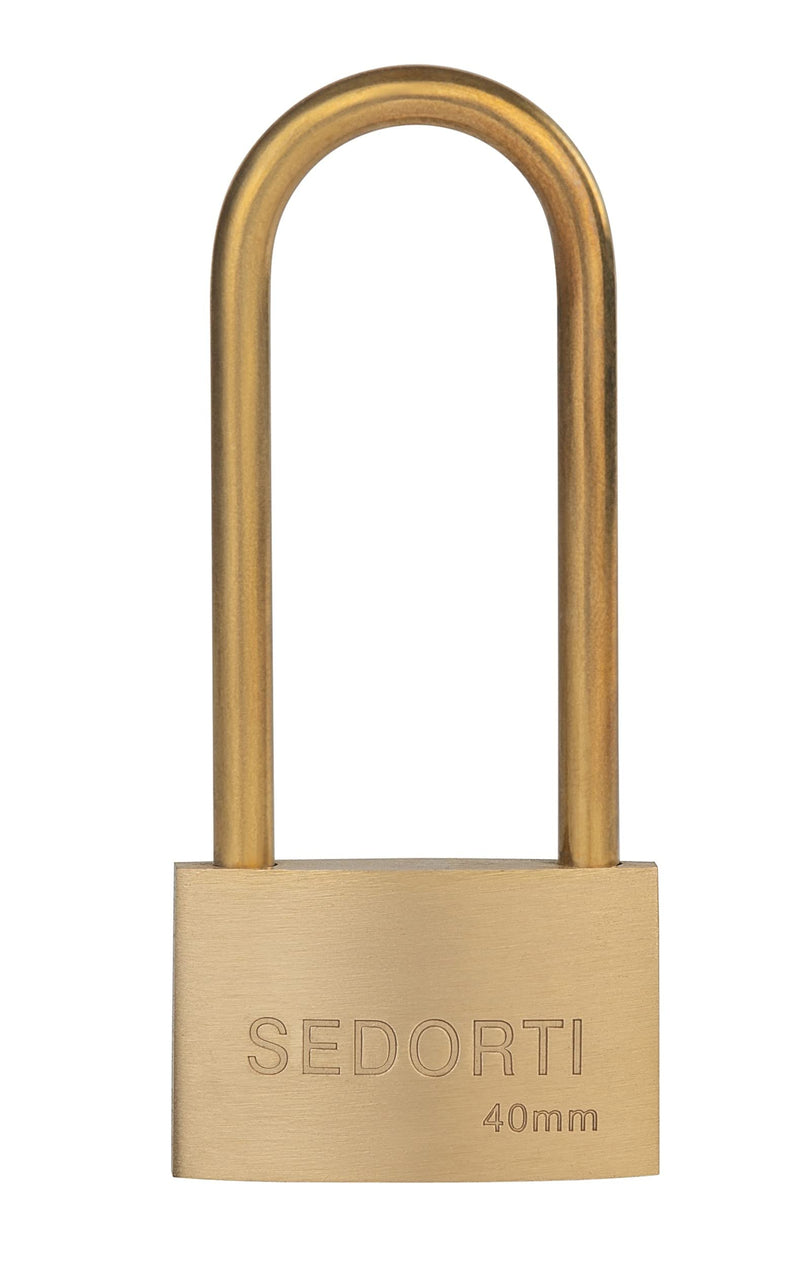 [Australia - AusPower] - Weather Proof Lock, Solid Brass Padlock with Brass Long Shackle, 1-1/2" WIde, Marine Padlock 1 Pack 