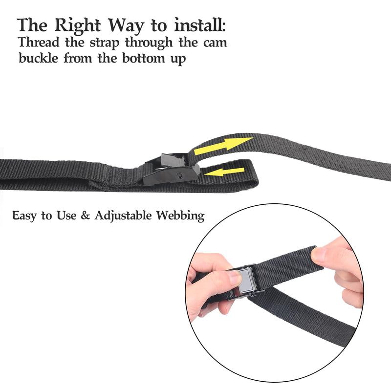 [Australia - AusPower] - MAGARROW Lashing Straps with Cam Buckle Black (All Black (4-Pack), 2 Feet) ALL Black (4-Pack) 