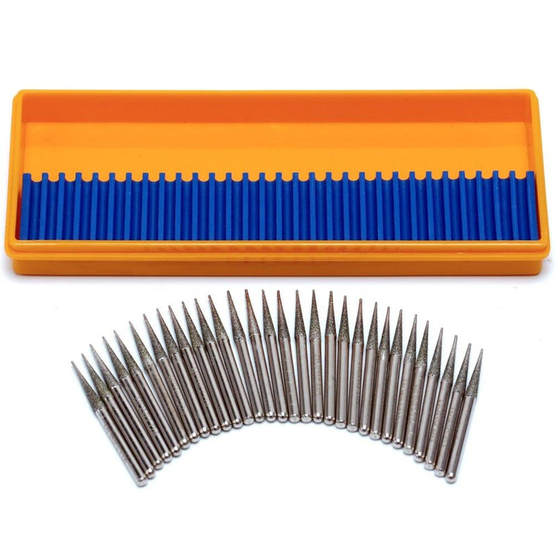[Australia - AusPower] - JINGLING 30Pcs 3.2mm Tapered Point Diamond Grinding Bit 1/8" Cone Rotary Burrs for Dremel Shank Diameter: 1/8 in (3mm) 