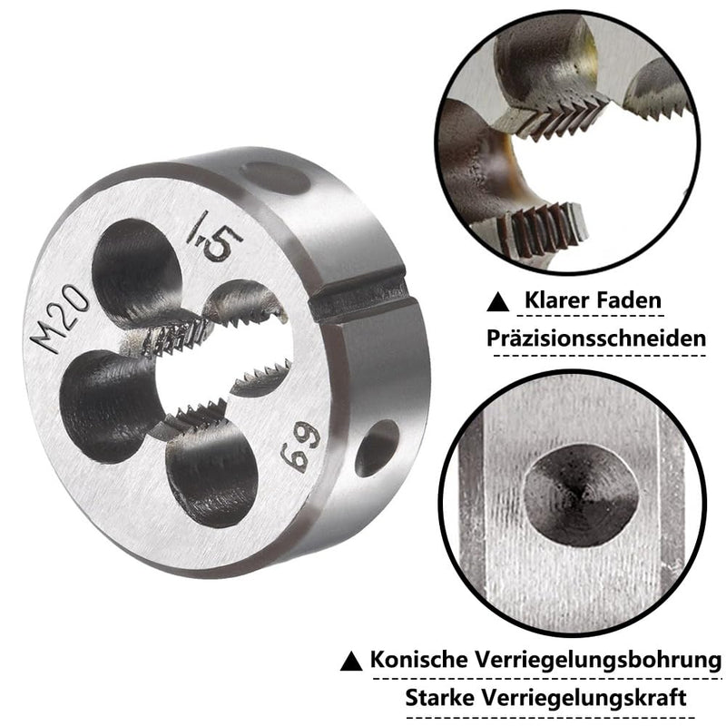 [Australia - AusPower] - Saipor M20 x 1.5 Metric Tap and Die M20 x 1.5 mm HSS Tap and Die Right Thread Fine Thread Cutter Straight Ribbed Tap Cutter 