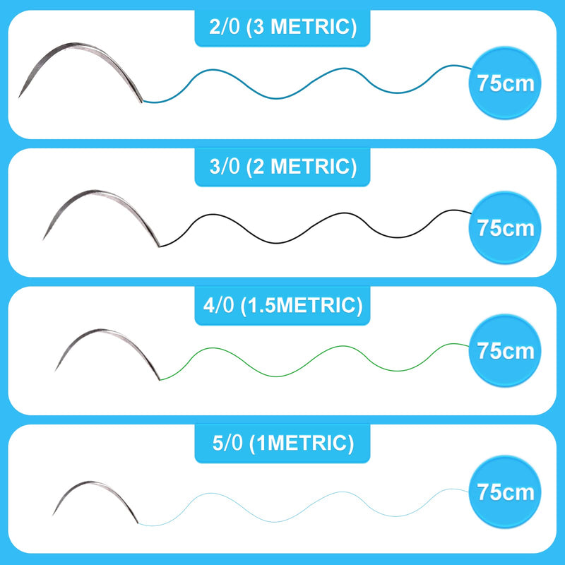 [Australia - AusPower] - 32 Packs Sutures Thread with Needle,Mixed Sutures, Training Threads (Non-Absorbable: Nylon, Polyester, Polypropylene,Silk,4 Material) for Practicing Suturing can be Used for Suture Pads, Fruit peels 32P 