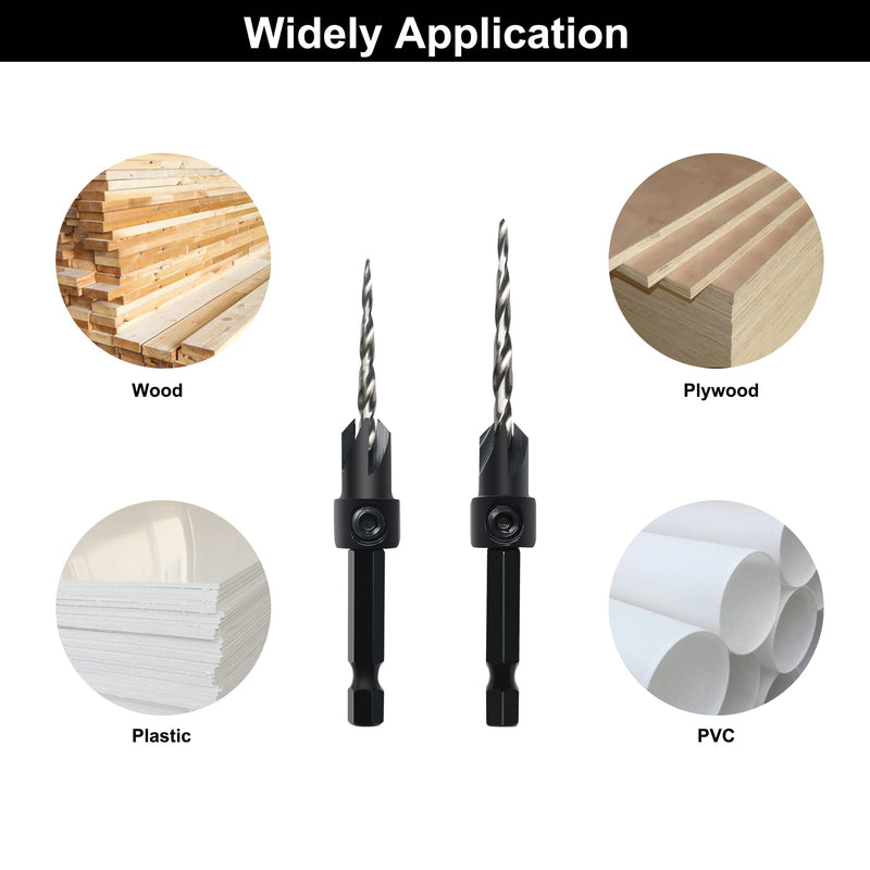 [Australia - AusPower] - Countersink Drill Bit Set, 3Pcs Tapered Drill Bits M2 HSS, with 1/4" Hex Shank Quick Change and Allen Wrench, Counter Sinker Set for Woodworking and Carpentry, Pilot Screw Hole Set Set #6#8#10 