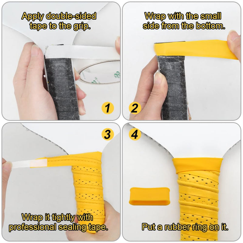 Pickleball Grip Tape 3pcs Overgrip Pickleball Paddle Grip Tape with Raised Ridge Replacement Grip Wrap Accessory for Pickleball Paddle Handle Yellow red and orange
