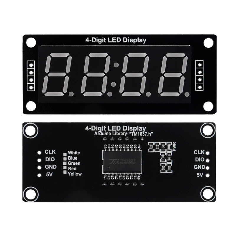 [Australia - AusPower] - 5PCS TM1637 0.56" LED Display Digital Tube Decimal 7 Segment 4 Digit Clock Double Dots Drive Chip Tube Module Serial Driver Board with Pin Header (Yellow) Yellow 