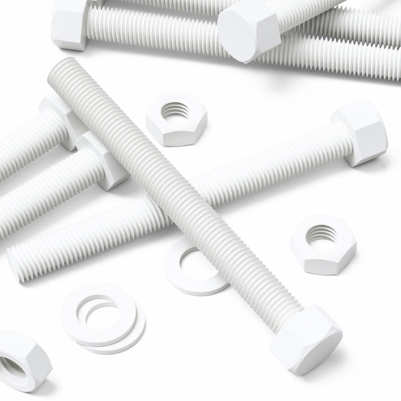 [Australia - AusPower] - 5 x White Hexagon Head Screws Polypropylene (PP) Plastic Nuts and Bolts, Hex Head, Washers, M16 x 150mm, Fastener, Anti-Corrosion, Chemical Resistant, (5/8 x 5 29/32 in) 