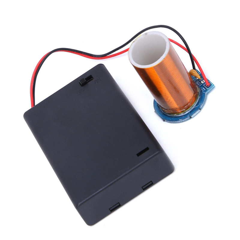 Mini Coil DIY Kit, Battery Operated, PVC Housing, 4 cm Height, 200 Windings, Arc-Free, with Circuit Board and Secondary Coil for Experiments
