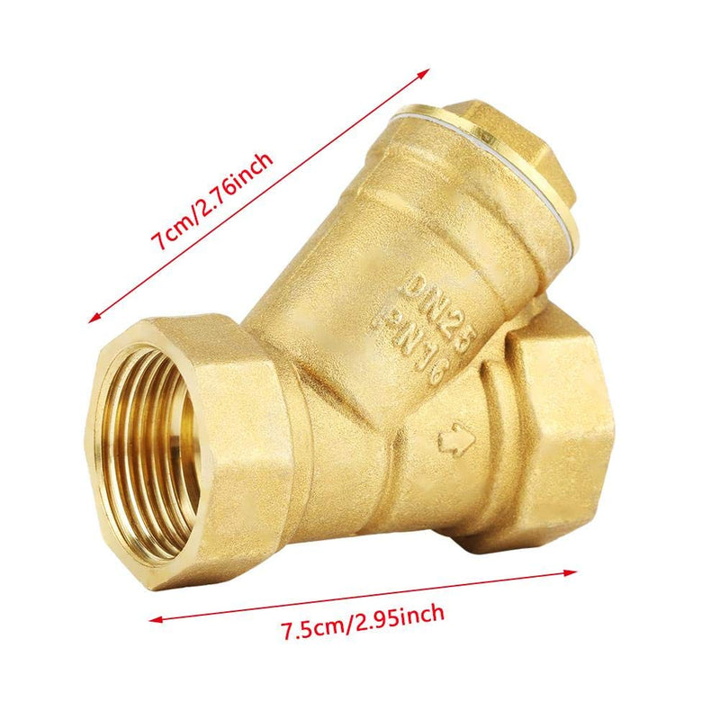 [Australia - AusPower] - Brass Filter, 1 Inch BSPP Female Thread Y-shaped Brass Filter Valve Connection for Water Oil Separation, 0-150°C Working Temperature 
