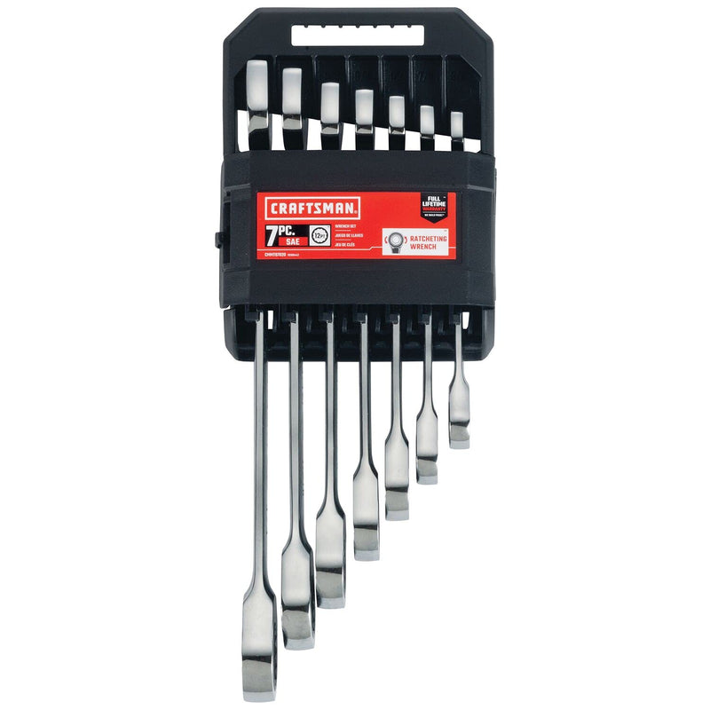 CRAFTSMAN 7-Piece Combination Ratcheting Wrench Set, 12-Point Standard SAE (CMMT87020) 7 Piece SAE