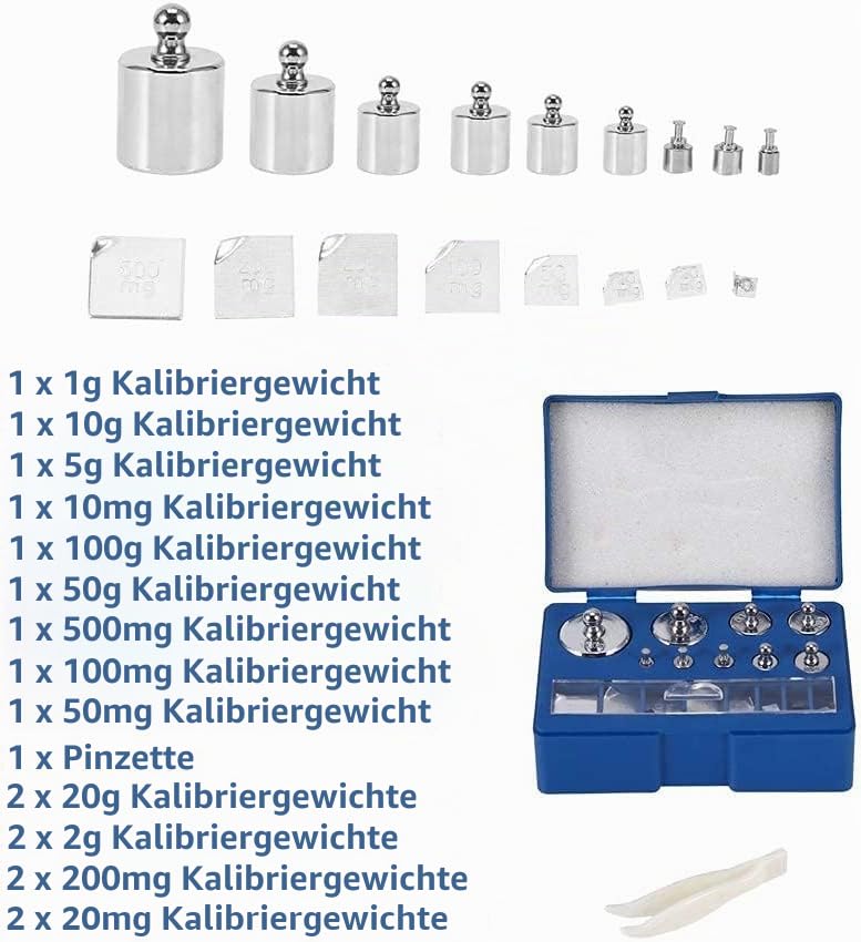 Calibration Weights Set, 17 Pieces, 10 mg-100 g, Calibration Weights Scales, Precision Stainless Steel Calibration Weights Set, Calibration Weights, Precise Test Weight, Calibration Weight, Digital Scales etc.