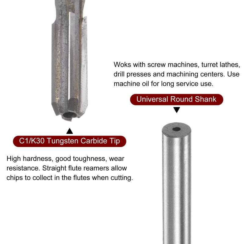 [Australia - AusPower] - sourcing map Clamping Reamer 5.1 mm H7 C1/K30 Carbide Tip Precision Straight Flutes Round Shank Lathe Machine Cutter 5.1mm 