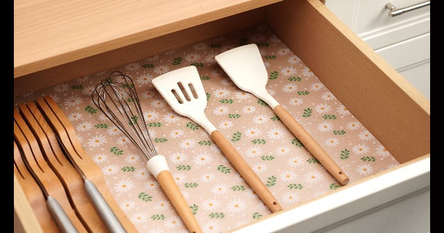 Cooyes Shelf Liner Non-Adhesive EVA Cabinet & Drawer Liner 11.8" x 360" Green Daisy 11.8"W x 360"L