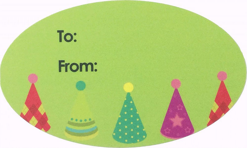 Happy Birthday Gift Tag Stickers for Presents 4 Different Designs 1.5 x 2.5 Inch 100 Adhesive Labels On A Roll