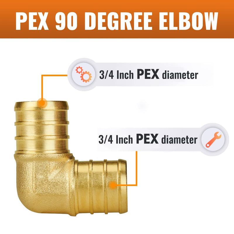 [Australia - AusPower] - Pex Fittings 3/4 Inch, SUNGATOR 10 PCS 3/4 Pex Elbow 90, 3/4" Pex Elbow Fittings Set, Pex Fittings 3/4 Inch for Pex Pipe, No Lead Brass, ASTM F1807 3/4" Elbow, 10pcs 